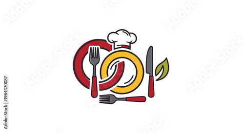 Colorful Food and Dining Utensil Logo.