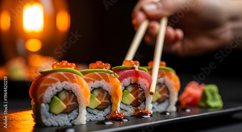 Sushi Platter with Salmon, Tuna, and Avocado – Japanese Cuisine Photography