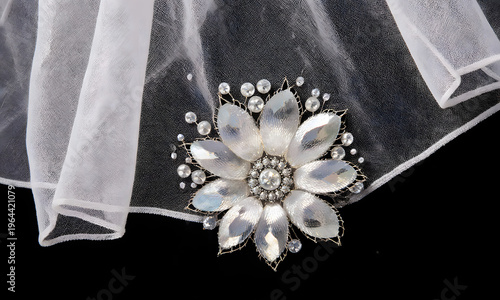 Wallpaper Mural Bridal dress detail with floral embellishment on sheer fabric   Torontodigital.ca