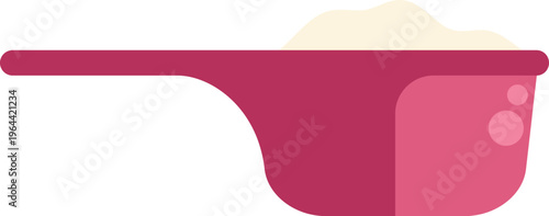 Red measuring scoop filled with light powder representing nutrition or supplement portion