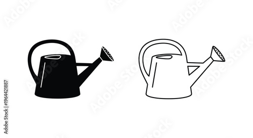 Watering can illustrations black and white Vector
