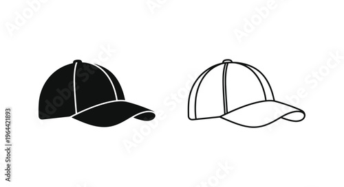 Black and white baseball cap illustration Vector