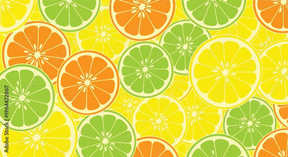 Obraz premium Vibrant citrus slices forming a lively and colorful pattern against a bright background