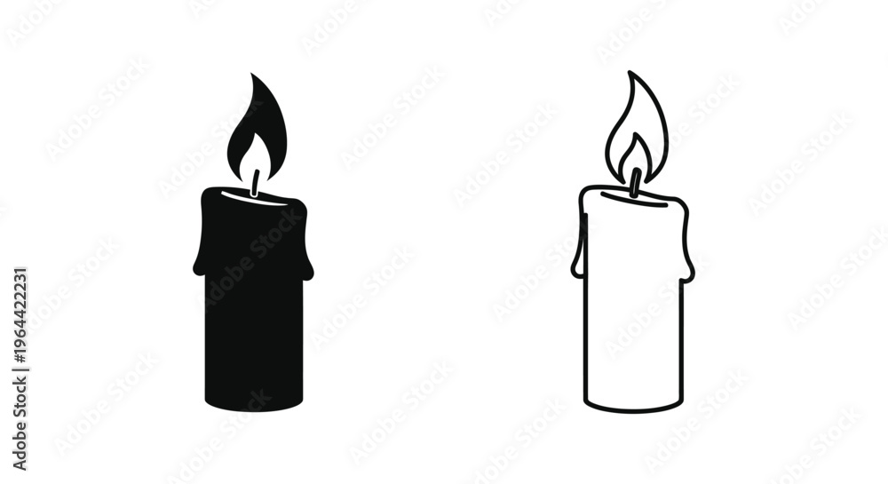 Obraz premium Black and white candles with flames Vector