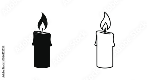 Black and white candles with flames Vector