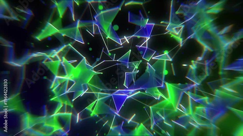 Green and Purple Connected Dots and Lines Plexus Animation