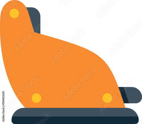 Colorful flat style illustration of an orange car seat used in automotive design and safety graphics