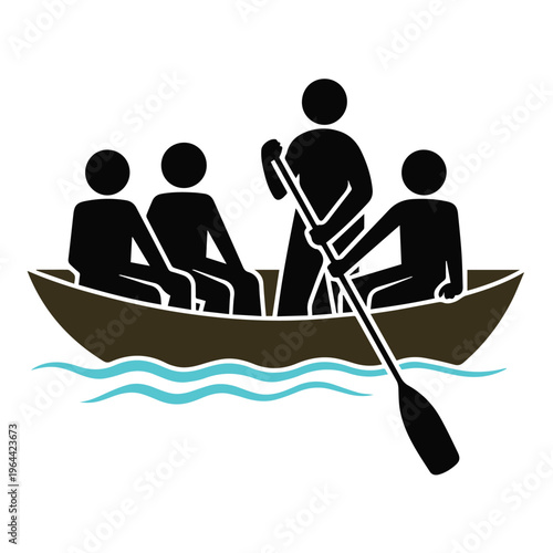 Rowing crew in boat during team race