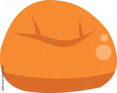 Simple orange bean bag chair illustration with soft shading and smooth round design