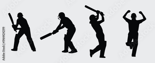 Cricket bowling action silhouettes