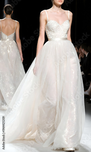 Wallpaper Mural Elegant woman walking in a white bridal gown at a fashion show   Torontodigital.ca