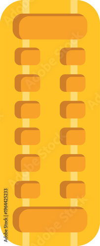 Minimalist illustration of a yellow inflatable air mattress designed for swimming pool relaxation