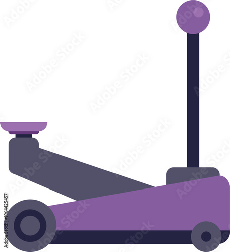 Modern flat style illustration of a purple hydraulic floor jack used for lifting vehicles