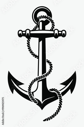 Anchor with rope emblem for tattoo