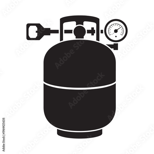 Black silhouette of a propane tank with pressure gauge and valve handle