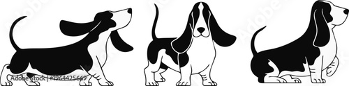 Basset hound walk cycle frames for animation