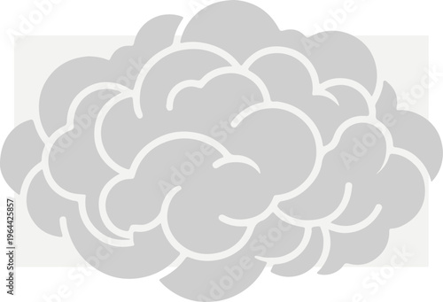 Brain Illustration Gray Silhouette.