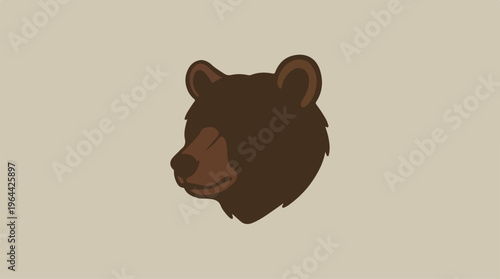 Brown Bear Head Illustration.