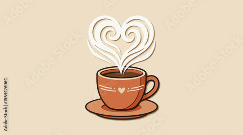 Brown Coffee Cup with Heart.