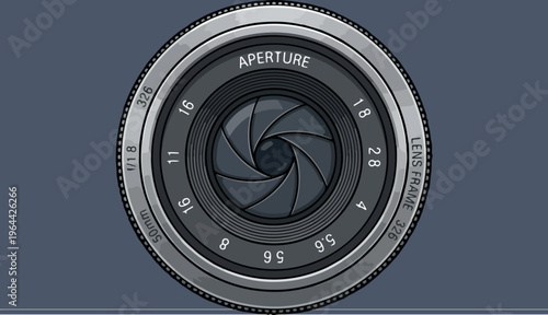 Camera Lens Aperture Closeup.