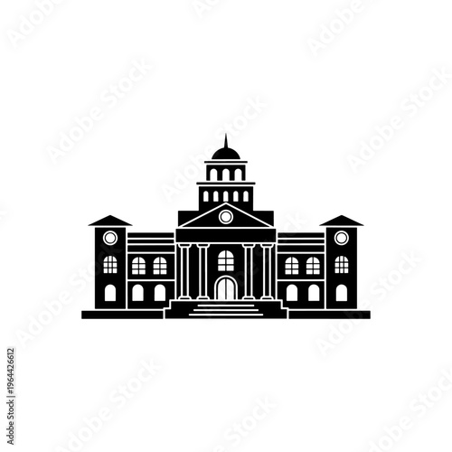 Vector illustration of buildings and houses with architectural landmarks icon set