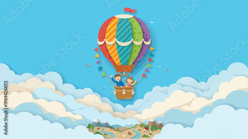 Colorful Hot Air Balloon Ride.