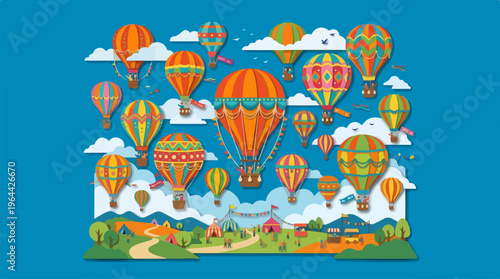 Colorful Hot Air Balloons Flying.