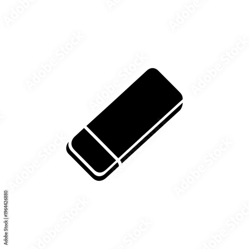 Black USB flash drive on white background
