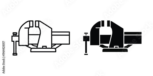 Illustration of a bench vise in open and closed positions for comparison