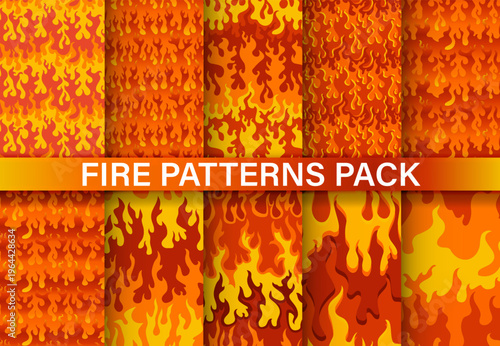 Abstract Fire Flames Texture. Seamless pattern.