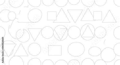Geometric shapes on white background.