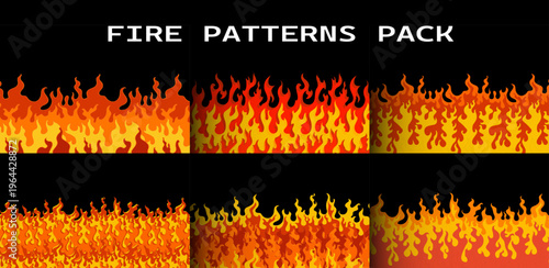 Burning Fire Border. Seamless pattern.