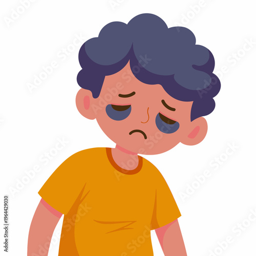 Sick Boy with Dark Circles Illustration Concept