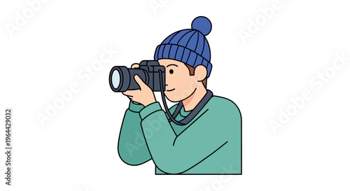 Man holding camera and taking photo.