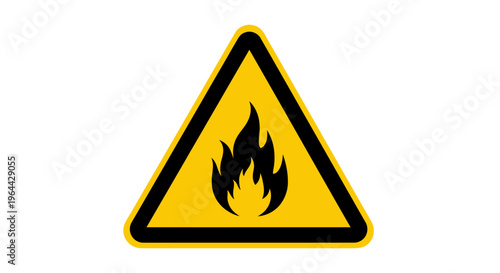 Warning sign with flame symbol.