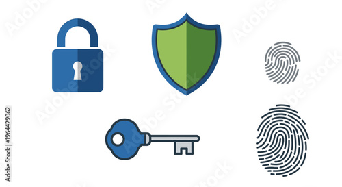 Security icons with lock key shield.