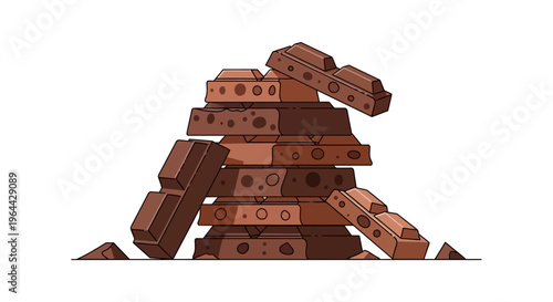 Stack of brown wooden building blocks.