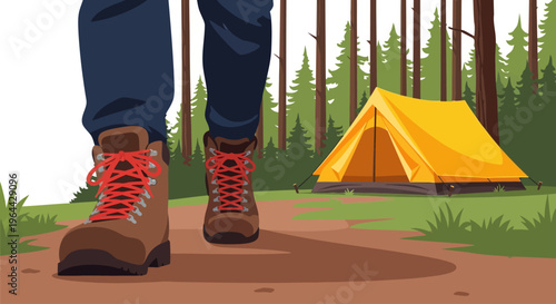 Person Wearing Brown Hiking Boots.