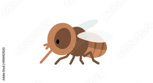 Brown Fruit Fly Vector Illustration in Flat Cartoon Style for Science Education and Pest Control Infographics