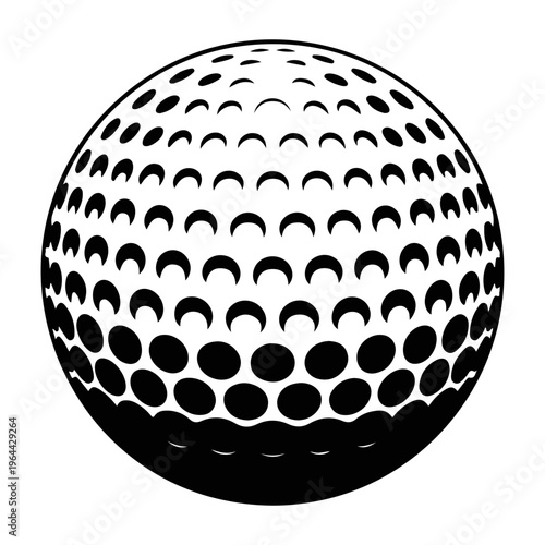 Golf ball silhouette black and white dimpled sports equipment