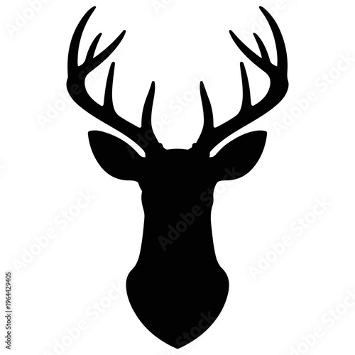 Deer head with antlers silhouette black silhouette
