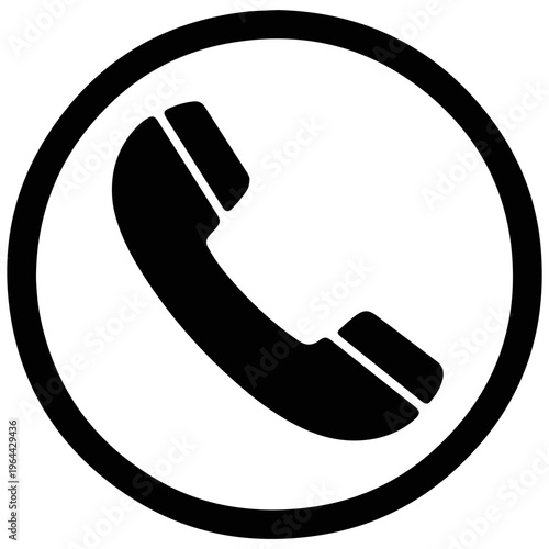 Telephone receiver in circle symbol