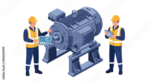 Industrial Electric Motor Maintenance and Inspection by Technicians.