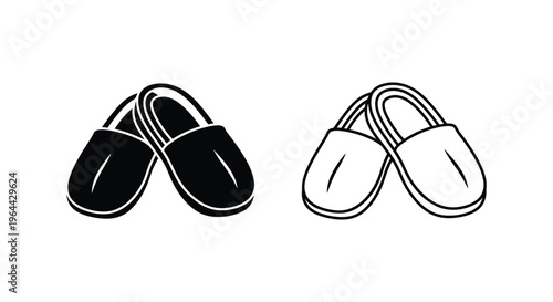 Black and white slippers icon Vector