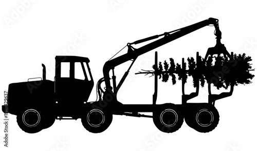 Tree harvester loader tractor logging