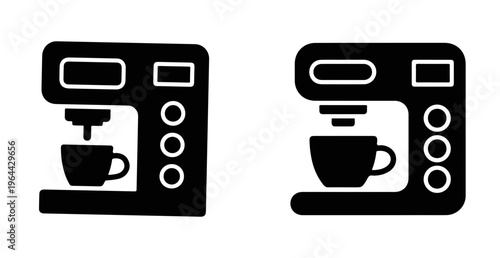 Coffee machine silhouettes with cups transparent background