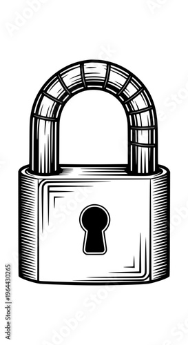 A metal padlock with a keyhole isolated on white background, Vector