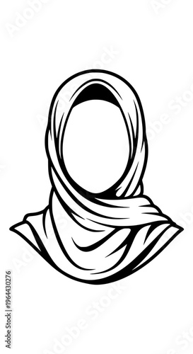 A hijab wrapped around the head and neck isolated on white background, Vector