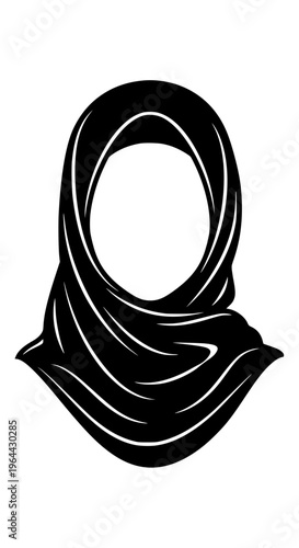 A black hijab on a white background isolated on white background, Vector