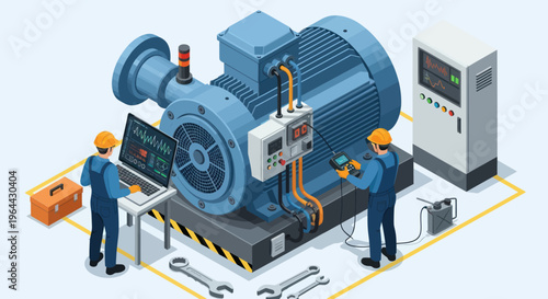 Industrial Pump Motor Maintenance and Repair by Technicians.